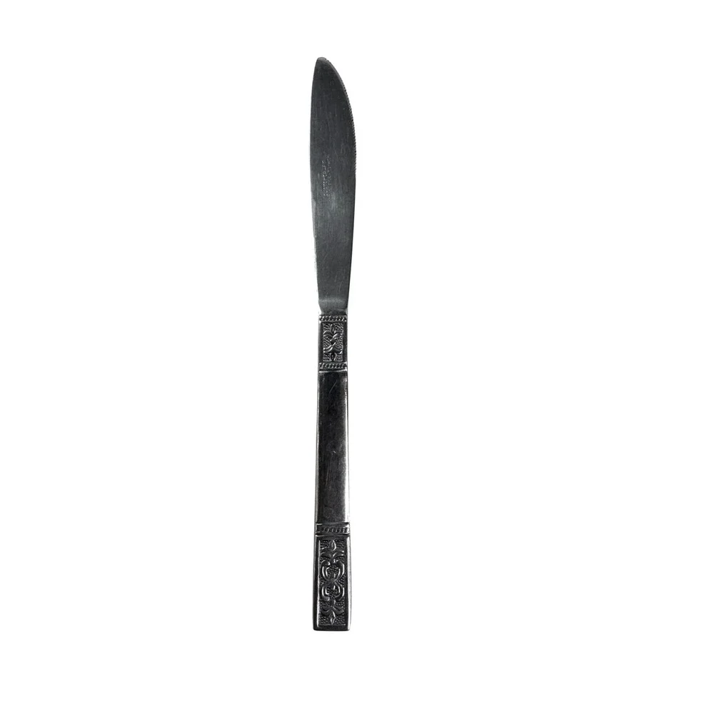 Customcraft Stainless Steel Dinner Knife Floral Scroll Pattern Serrated Taiwan